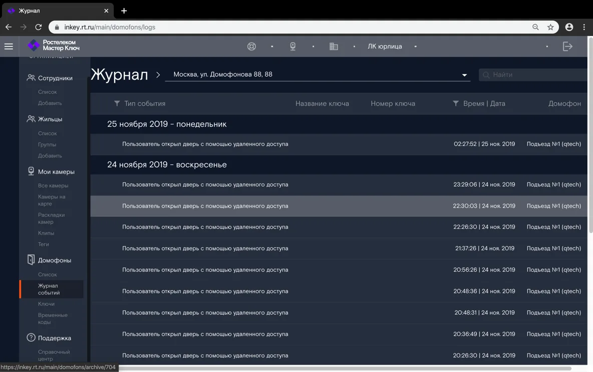Журнал событий