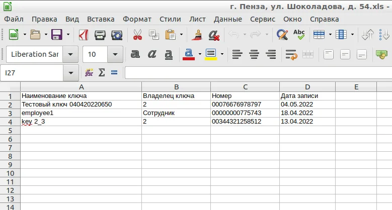 Отчёт о ключах